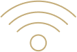 Wi-Fi symbol with curved lines radiating outward from a central dot.