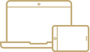 A collection of four overlapping rectangular frames in different sizes, with a gold outline on a white background.